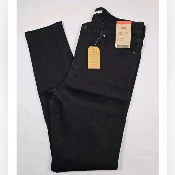 Levi's Black Women's Mid-Rise Tummy Slimming 311 Shaping Skinny Ankle Jeans - Picture 1 of 10
